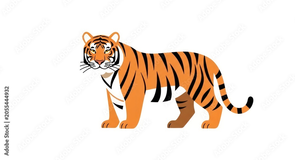 Obraz premium Vibrant Orange Tiger Standing Alone.