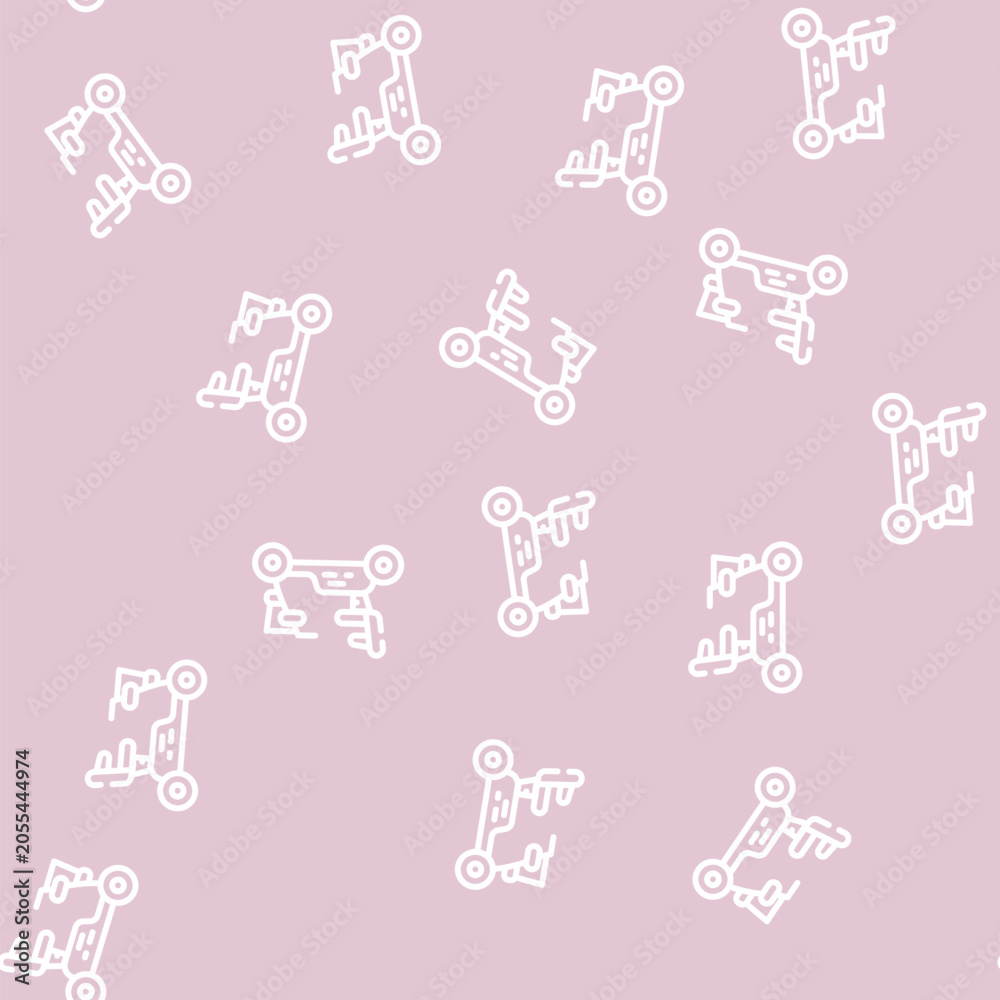 Fototapeta premium electric scooter for disabled people line seamless pattern electric scooter for disabled people thin line illustration