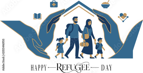 Canvastavla Happy refugee day illustration