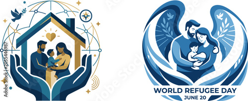 Foto World refugee day awareness illustrations
