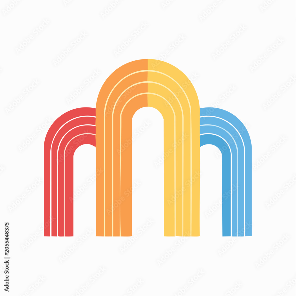 Fototapeta premium Abstract Arches with Rainbow Stripes