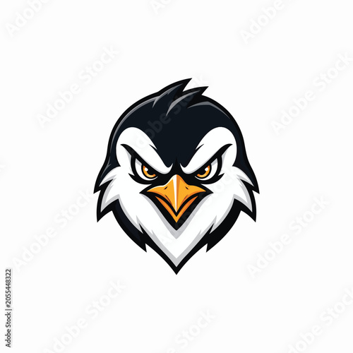 Angry Penguin Mascot Face Logo Vector Illustration