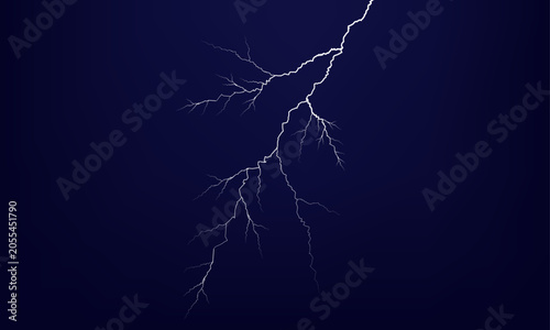 Fotografía Lightning bolt with multiple branches on a dark blue background vector