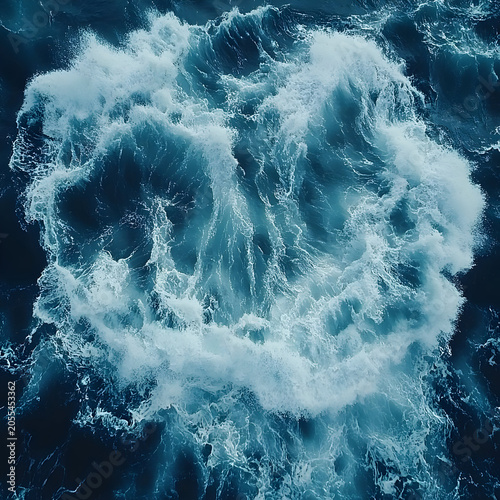 Ocean waves crashing in dark waters.