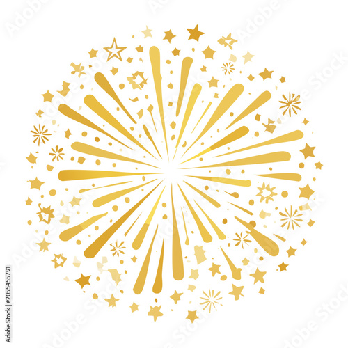 Gold firework explosion vector illustration
