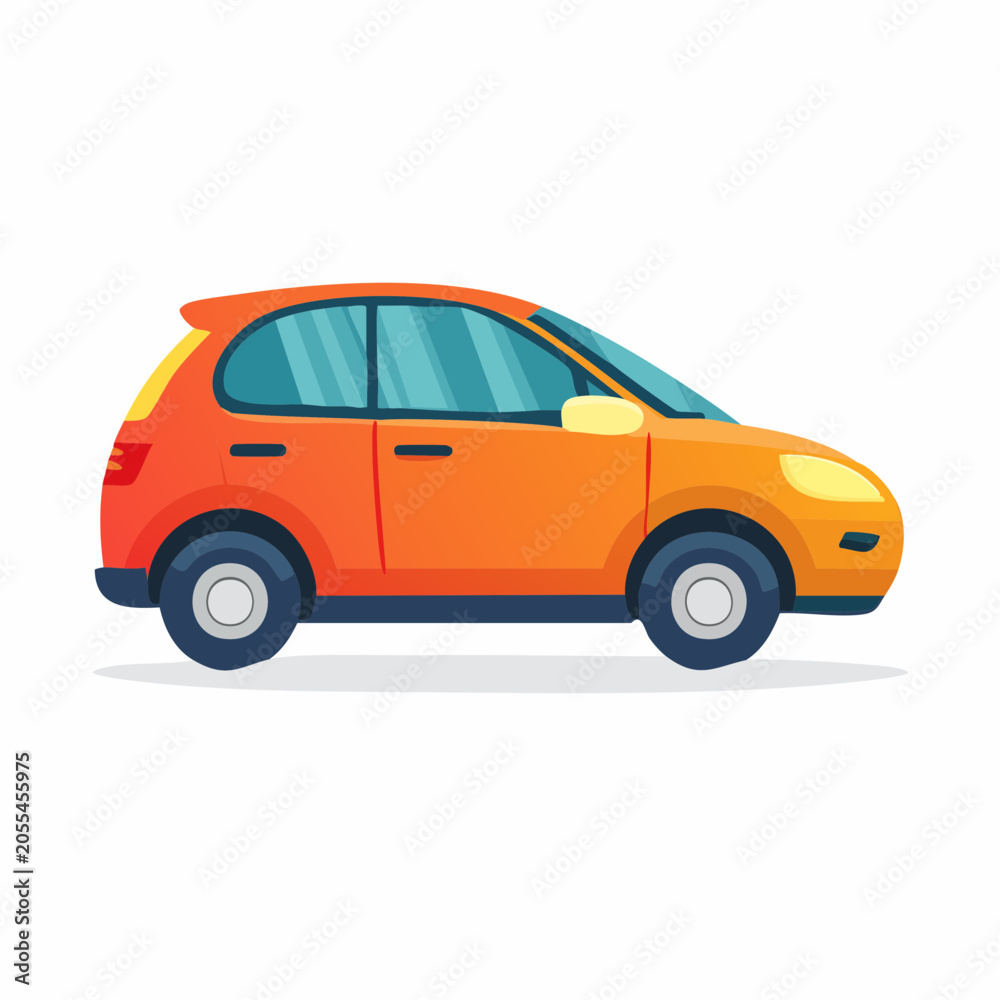 Fototapeta premium Orange Hatchback Car Illustration