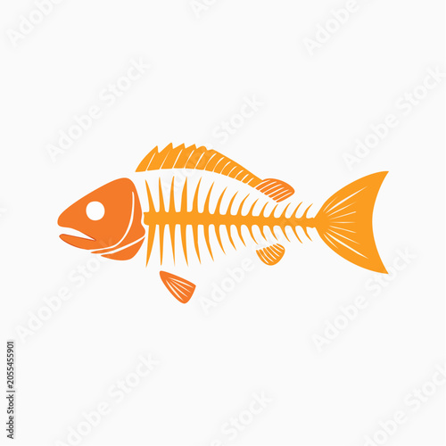 Orange Fish Skeleton Icon