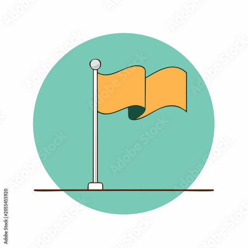 Orange Flag Waving on Pole