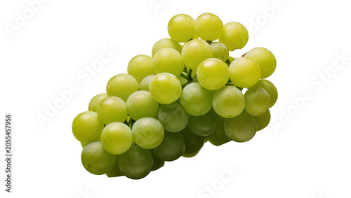 Quadro su tela Isolated fresh vibrant green grapes bunch, juicy and healthy fruit on a clean ba