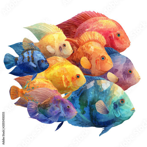 Isolated transparent png of Colorful fish