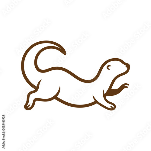 Картината върху платно Squirrel Silhouette In Brown Line Art Style