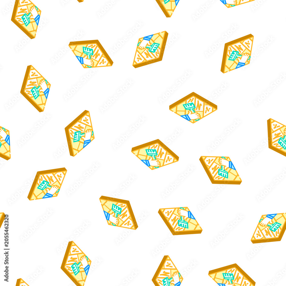 Obraz premium wood floor scratch repair isometric seamless pattern. wood floor scratch repair sign illustration