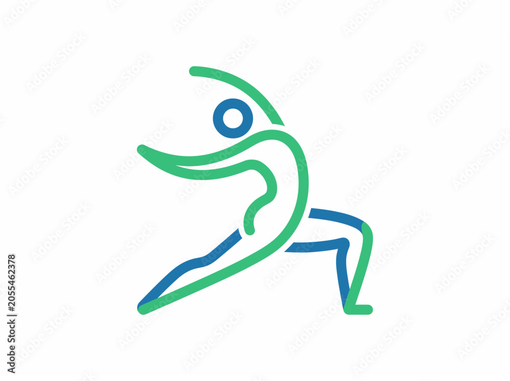 Fototapeta premium Person doing dynamic yoga stretch move.