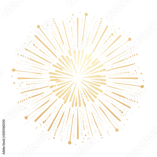 Golden sunburst graphic element on white background