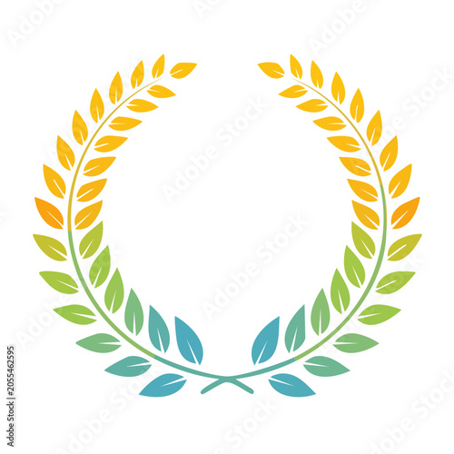 Laurel wreath with gradient colors on white background