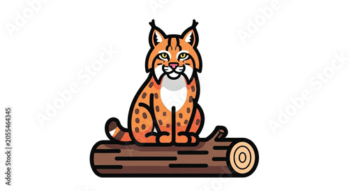 Cartoon orange tiger sitting on log.