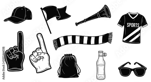 Sports Fan Gear Collection Black And White Silhouette equipment accessories