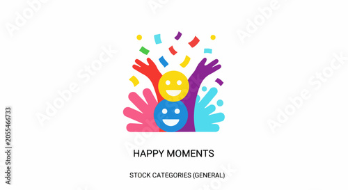 Cheerful celebration with confetti and smiling faces