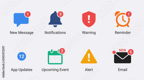 Tableau sur toile Mobile phone notification icons display.