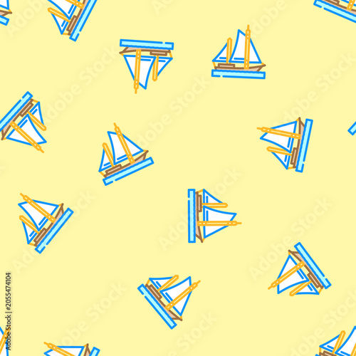 Billede på lærred ketch ancient ship vector seamless pattern ketch ancient ship sign illustration
