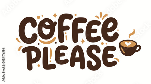 фотографія Brown Coffee Text with Cup.