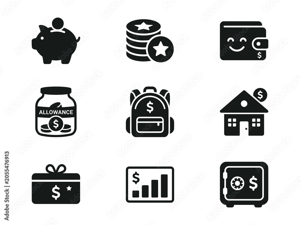 Fototapeta premium Banking / Fintech Icons Set for Finance, Savings, Wallet, Investment, Allowance
