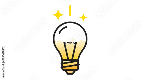 Vector Icon Sheet featuring a Bright Light Bulb with Sparkles