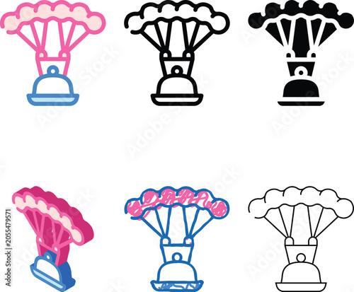 Vászonkép parachute food color icon vector