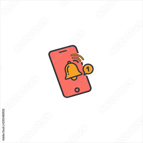 Mobile Device Displaying Notification Alert With Ringing Bell