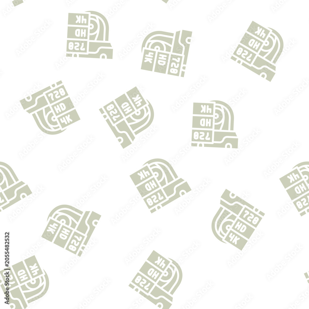 Fototapeta premium video quality glyph vector seamless pattern. video quality signthin illustration