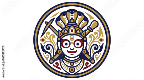 Photos Hindu God Krishna Head Illustration.