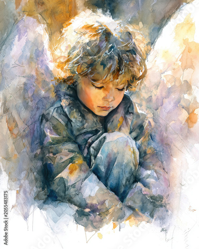 Heart-warming fantasy painting of an angel with detailed feathers and a soft celestial glow.
