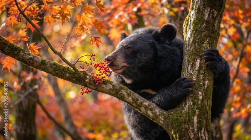Asian black bear eating a nut