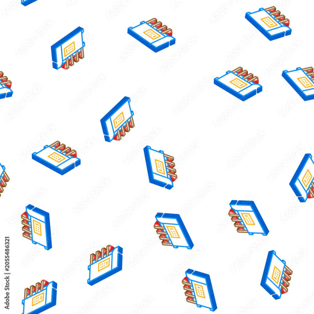 Fototapeta premium cooking and baking chamber isometric seamless pattern. cooking and baking chamber sign illustration