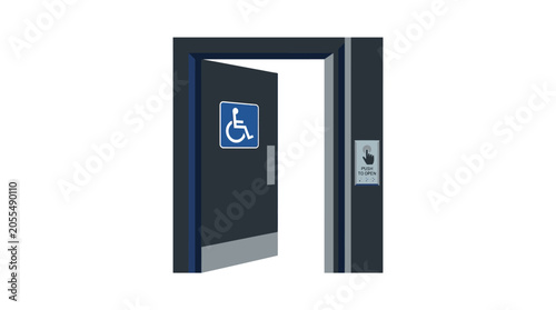Accessible door with handicap sign.