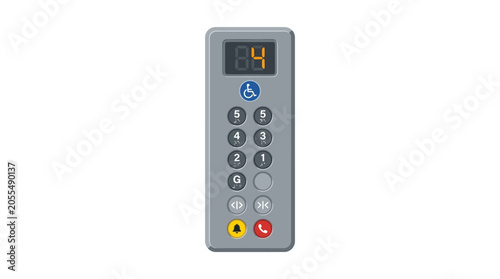 Elevator control panel with buttons.