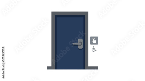 Blue door with handicap sign.