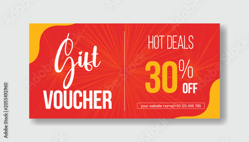 Konstfotografi Gift Voucher and coupon vector Template for  Promotional Sale Discount horizonta