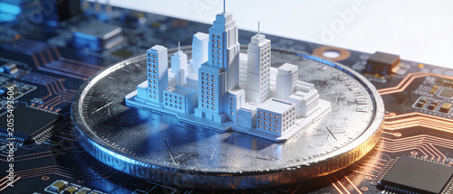 Miniature Smart City Model on Cryptocurrency Coin and Circuit Board