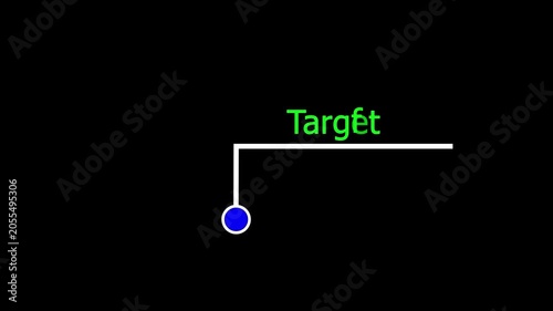 Text target icon and black background 4k motion video animation.