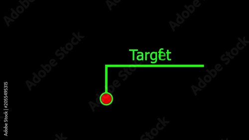 Text target icon and black background 4k motion video animation.