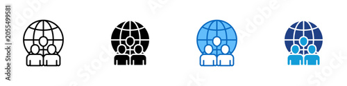 Foto Social Responsibility Multiple Style Icon Design Vector - Globe with people repr