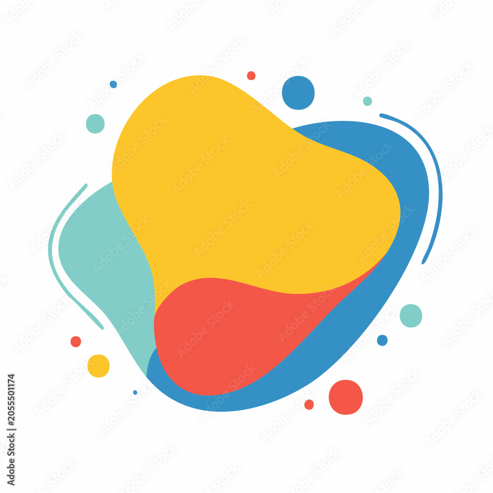 Fototapeta premium Abstract Fluid Shape with Colorful Blobs and Dots