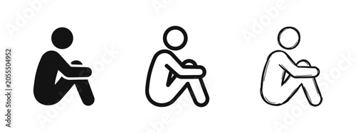 Photos Sitting Person Hugging Knees Icon Set