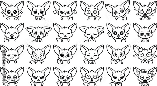 Fotografía Cute hand drawn fennec fox expression sticker set for social media