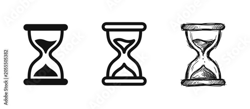 Cuadro en lienzo Hourglass Icons Set in Solid, Outline, and Hand-Drawn Styles