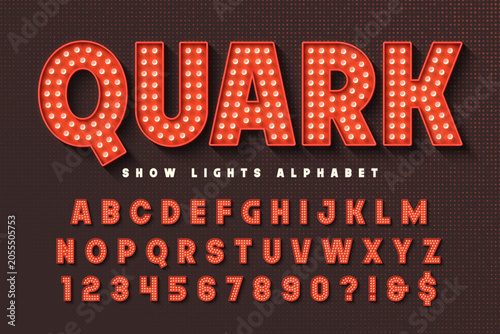 Foto Bright lights show alphabet design, modern style, fairy LED lamps letters and numbers