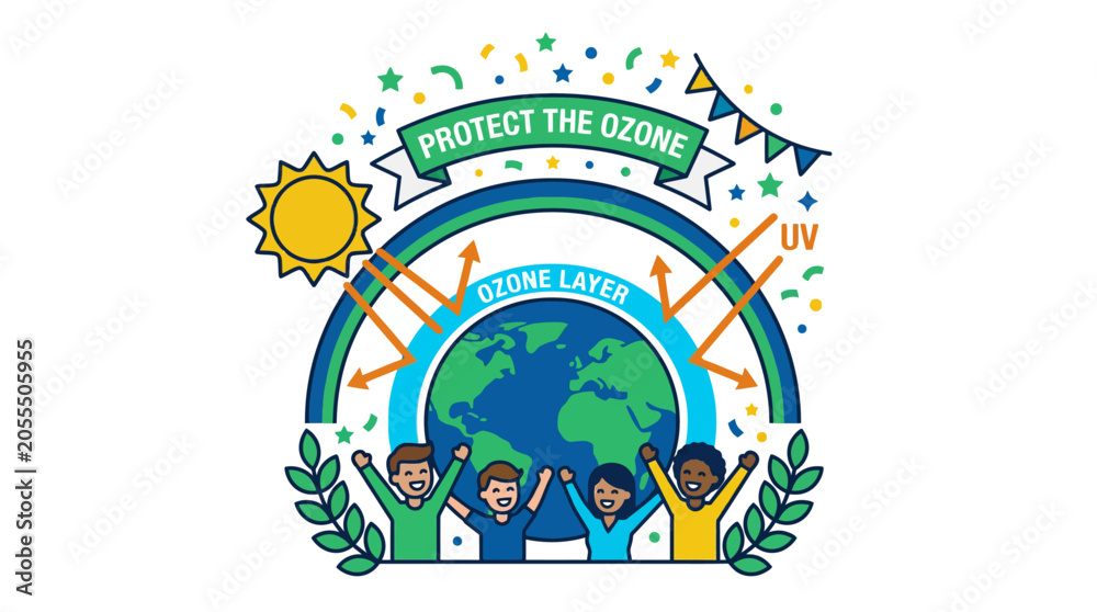 Fototapeta premium Environmental infographic about protecting the earth's ozone layer.