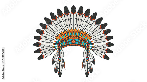 Fotografía Detailed Native American feathered headdress or war bonnet illustration