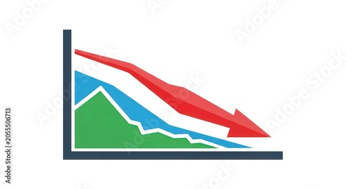 Declining graph with red arrow pointing down.